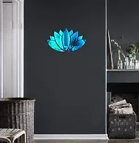 Psychedelic Collection Beautiful Lotus Flower Blue Acrylic Sticker Hexagon Mirror, Hexagon Mirror Wall Stickers, Mirror Stickers for Wall Large Size, Sticker Mirror-thumb1