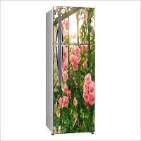 Psychedelic Collection Pink Garden rosesDecorative Extra Large PVC Vinyl Fridge Sticker (Multicolor, 60 cm X 160 cm)-thumb1