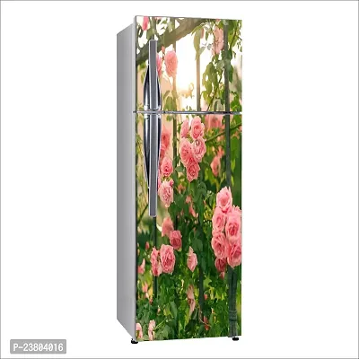 Psychedelic Collection Pink Garden rosesDecorative Extra Large PVC Vinyl Fridge Sticker (Multicolor, 60 cm X 160 cm)-thumb2