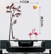 Trendy Flamingos And Bamboo At Sunset Wall Sticker (Pvc Vinyl, 90 Cm X 60 Cm, Multicolour)-thumb2