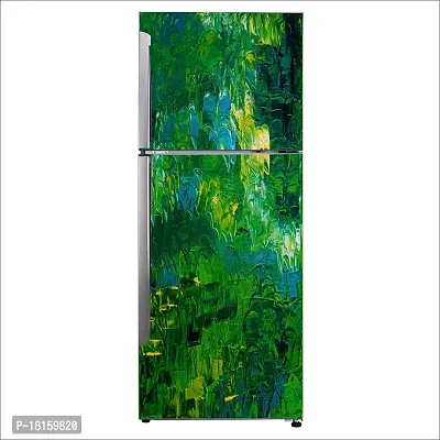 Trendy Decorative Leaf Canvas Botany Water Green Fridge Double Single Door Decorative Sticker (Pvc Vinyl, Multicolor, 60 Cm X 160 Cm) Fd935New