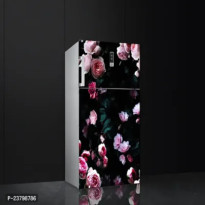 Psychedelic Collection - Vinly Beautiful Pink Rose Bunch with Black Background Self Adhesive Vinyl Sticker Fridge wrap Decorative Sticker (PVC Vinyl Covering Area 120 X 60 CM)-thumb0