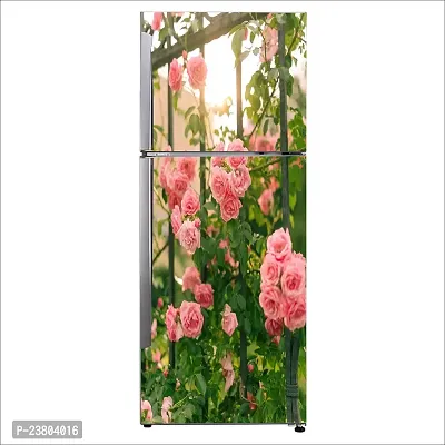 Psychedelic Collection Pink Garden rosesDecorative Extra Large PVC Vinyl Fridge Sticker (Multicolor, 60 cm X 160 cm)