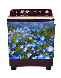 Psychedelic Collection Decorative Violet Flower Leaves Washing Machine Sticker (Multicolor PVC Vinyl 86x60)-thumb1