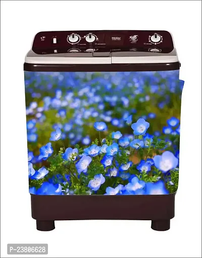 Psychedelic Collection Decorative Violet Flower Leaves Washing Machine Sticker (Multicolor PVC Vinyl 86x60)-thumb2