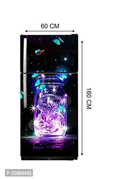 Psychedelic Collection Flying Butterfly Over The Sparking Glass Container Decorative Extra Large PVC Vinyl Fridge Sticker (Multicolor, 60 cm X 160 cm)_PCFS289_WP-thumb3