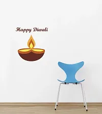 Pshychedelic Collection Diwali Special - Decorative Diya Happy Diwali Wall Sticker Size - 48 cm x 46 cm-thumb1