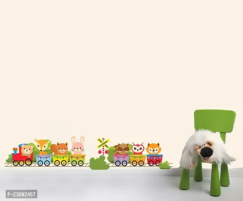 Psychedelic Collection Decorative Cartoon Toy Train for Kids Room Decorative Wall Sticker (PVC Vinyl, Multicolor, W 60 cm X H 63 cm)-thumb2