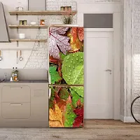 Psychedelic Collection decoraitve Abstract Colourful Leaves with rain dropes Extra lardge Fridge Sticker for Fridge Decor (PVC Vinyl Multicolor)-thumb3