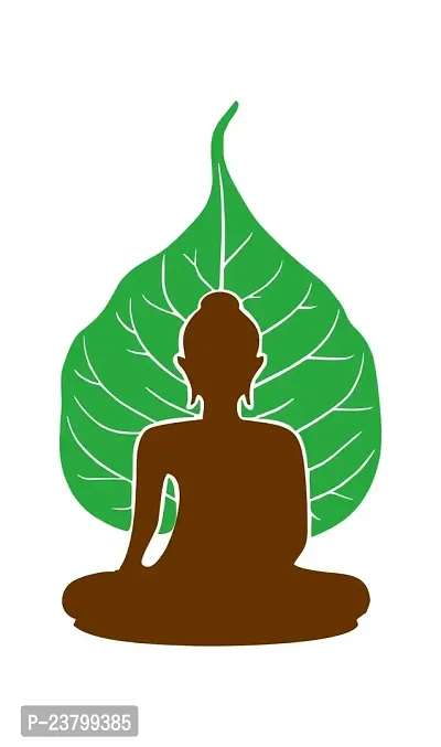 Psychedelic Collection Meditating Brown Buddha with Leaf PVC Vinyl Multicolor Decorative Wall Sticker for Wall Decoration Size : 83 cm X 49 cm