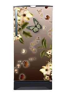 Trendy Beautifull Flower With Butterfly Decorative Fridge Sticker (Multicolor Pvc Vinyl 120X60)-thumb1