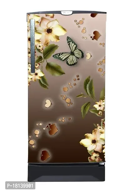 Trendy Beautifull Flower With Butterfly Decorative Fridge Sticker (Multicolor Pvc Vinyl 120X60)-thumb2