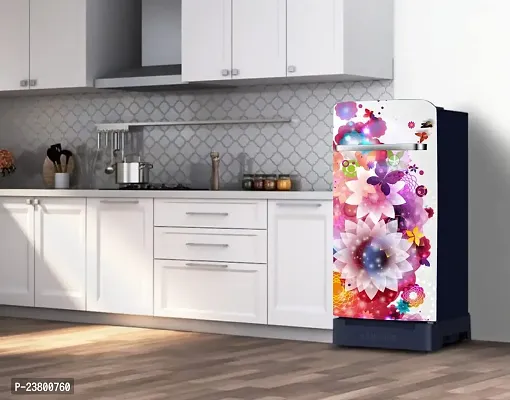 Psychedelic Collection Abstract Design Colourfull Flower Fridge Wrap Decorative Sticker (120 CmX60Cm)-thumb5