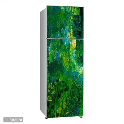 Trendy Decorative Leaf Canvas Botany Water Green Fridge Double Single Door Decorative Sticker (Pvc Vinyl, Multicolor, 60 Cm X 160 Cm) Fd935New-thumb2