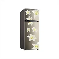 Psychedelic Collection White Jasmine Flowers Vinyl Fridge Decorative Adhesive Wall Sticker Large Double Single Door Decorative Fridge Sticker (PVC Vinyl, Multicolor, 60 cm X 160 cm)-thumb3