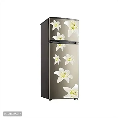 Psychedelic Collection White Jasmine Flowers Vinyl Fridge Decorative Adhesive Wall Sticker Large Double Single Door Decorative Fridge Sticker (PVC Vinyl, Multicolor, 60 cm X 160 cm)-thumb4