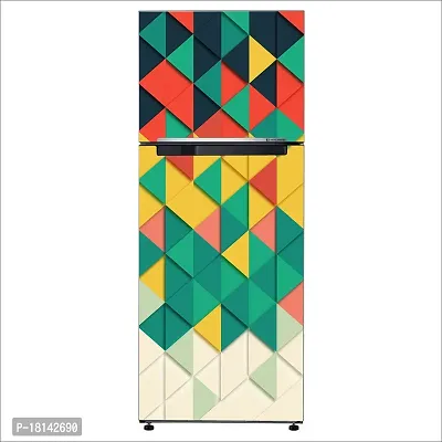 Trendy Background Geometric Triangle Patterndecorative Extra Large Pvc Vinyl Fridge Sticker (Multicolor, 60 Cm X 160 Cm)-thumb3