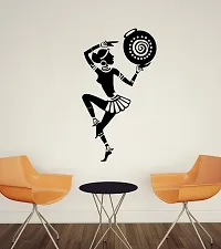 Psychedelic Collection Abstract Traditional Woman with Pot Decorative PVC Vinyl Wall Sticker (Multicolor, 60 cm X 108 cm)-thumb2