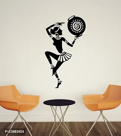 Psychedelic Collection Abstract Traditional Woman with Pot Decorative PVC Vinyl Wall Sticker (Multicolor, 60 cm X 108 cm)-thumb3