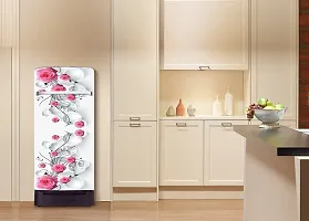 Trendy Beautifull Pink Flower Decorative Fridge Sticker(Multicolor Vinyl 120X60)-Sdpcfs363-thumb3