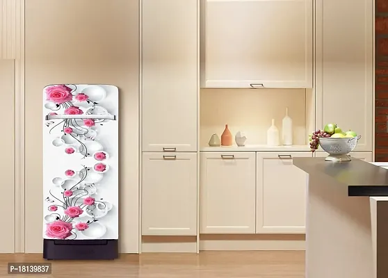 Trendy Beautifull Pink Flower Decorative Fridge Sticker(Multicolor Vinyl 120X60)-Sdpcfs363-thumb4