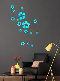 Psychedelic Collection Decorative Flowers Mirror Blue Acrylic Sticker Hexagon Mirror, Hexagon Mirror Wall Stickers, Mirror Stickers for Wall Large Size, Sticker Mirror-thumb1