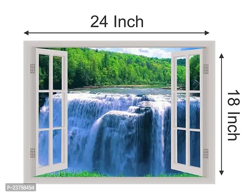 Psychedelic Collection Beautiful Natural Water Fall Window Illution Wall Sticker (PVC Vinyl, Multicolour, Wall Covering 61 cm X 46 cm)_PCWI22-thumb5