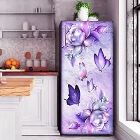 Trendy Beautifull Flower With Butterfly Decorative Fridge Sticker(Multicolor Vinyl 120X60)-thumb2