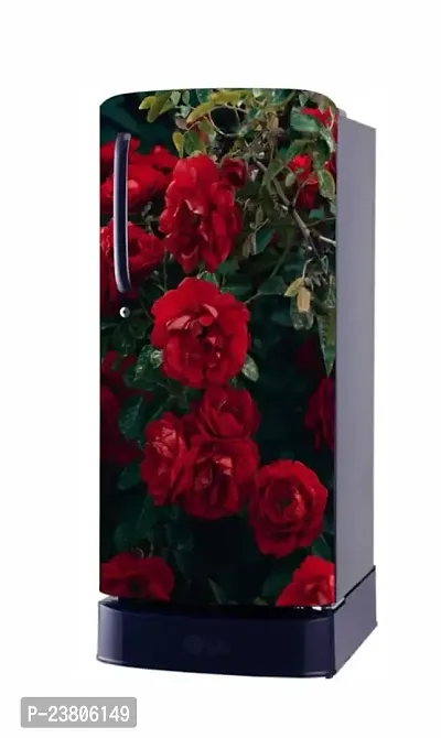 Psychedelic Collection Vinly Beautiful Red Rose Flower Self Adhesive Fridge wrap Decorative Sticker (Multicolor PVC Vinyl 120x60)