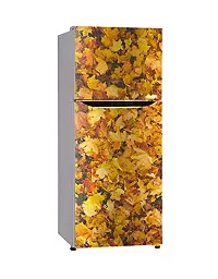 Psychedelic Collection Leaf Natural Leaves Fridge Cover Decorative Extra Large PVC Vinyl Fridge Sticker (Multicolor, 60 cm X 160 cm)-thumb3