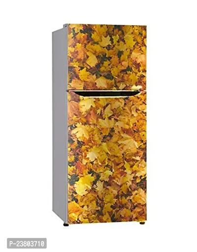 Psychedelic Collection Leaf Natural Leaves Fridge Cover Decorative Extra Large PVC Vinyl Fridge Sticker (Multicolor, 60 cm X 160 cm)-thumb4