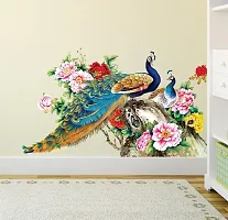 Psychedelic Collection 'Peacock Birds Nature' Wall Sticker (PVC Vinyl, 60 cm x 90 cm),Multicolour-thumb1