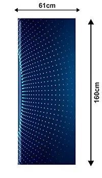 Psychedelic Collection Decorative Beautiful 3D Sky Blue dots Design with Dark Blue Background Extra Large Fridge Sticker (PVC Vinyl, Multicolor, 60 cm X 160 cm)-thumb2