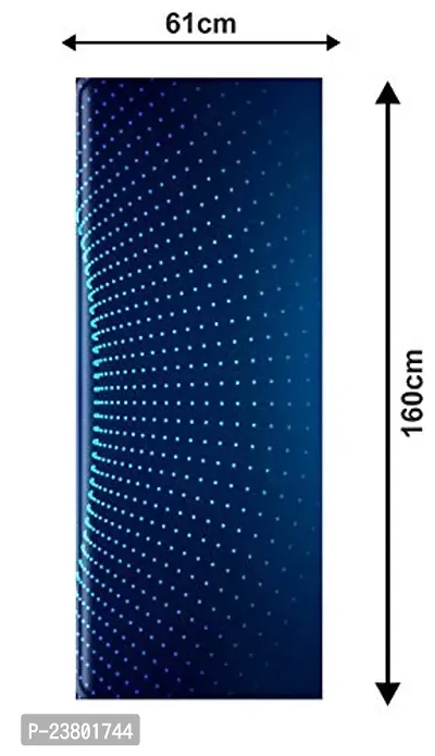 Psychedelic Collection Decorative Beautiful 3D Sky Blue dots Design with Dark Blue Background Extra Large Fridge Sticker (PVC Vinyl, Multicolor, 60 cm X 160 cm)-thumb3