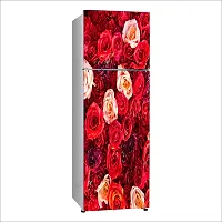 Psychedelic Collection Decorative red Creative Arts Cut Flowers Painting Flower Arranging Fridge Double Single Door Decorative Sticker (PVC Vinyl, Multicolor, 60 cm X 160 cm) FD862_New-thumb1