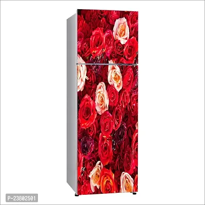 Psychedelic Collection Decorative red Creative Arts Cut Flowers Painting Flower Arranging Fridge Double Single Door Decorative Sticker (PVC Vinyl, Multicolor, 60 cm X 160 cm) FD862_New-thumb2