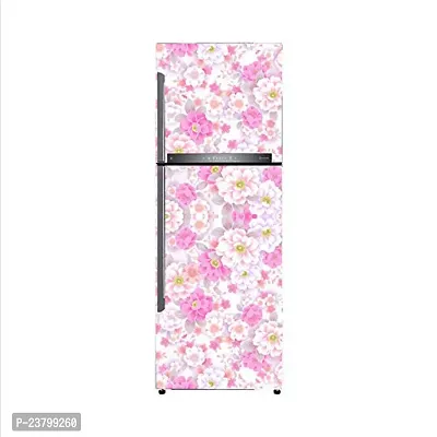 Psychedelic Collection Abstract Decorative White Flower  Pink Flower Vinyl Fridge Cover Wallpaper Poster Adhesive Vinyl Sticker Fridge wrap Decorative Sticker (PVC Vinyl Covering Area 60cm X 160cm)-thumb3