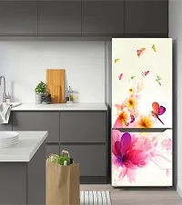 Psychedelic Collection Flower with Butterflies Decorative Extra Large PVC Vinyl Fridge Sticker (Multicolor, 60 cm X 160 cm)_PCFS07_WP-thumb3