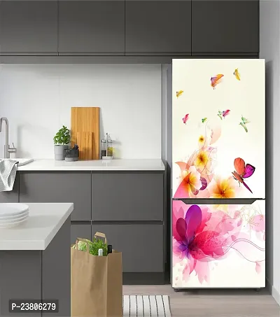 Psychedelic Collection Flower with Butterflies Decorative Extra Large PVC Vinyl Fridge Sticker (Multicolor, 60 cm X 160 cm)_PCFS07_WP-thumb4