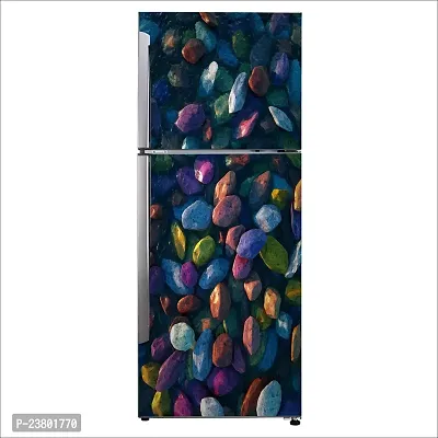 Psychedelic Collection Decorative Rock Art Purple Paint Painting Fridge Double Single Door Decorative Sticker (PVC Vinyl, Multicolor, 60 cm X 160 cm) FD879_New