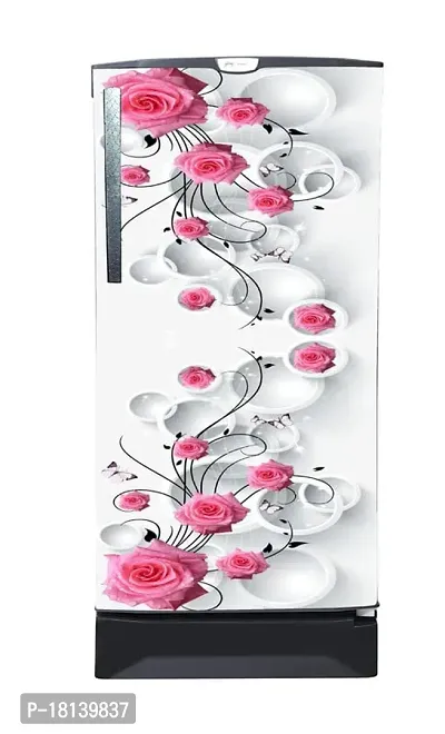 Trendy Beautifull Pink Flower Decorative Fridge Sticker(Multicolor Vinyl 120X60)-Sdpcfs363-thumb2