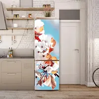 Psychedelic Collection Abstract Beautiful Nature White Flowers Decorative Leaves Extra lardge Fridge Sticker for Fridge Decor (PVC Vinyl Multicolor)-thumb3