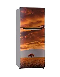 Psychedelic Collection 3D Sunset Natural Sky Tree Grass Fridge Wallpaper Poster Adhesive Vinyl Sticker Fridge wrap Decorative Sticker (PVC Vinyl Covering Area 60cm X 160cm)-thumb3