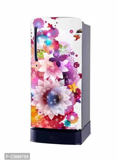 Psychedelic Collection Abstract Design Colourfull Flower Fridge Wrap Decorative Sticker (120 CmX60Cm)-thumb0