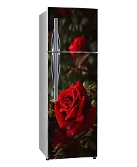 Psychedelic Collection so Wet red Rose, Flower, Dark backgroundDecorative Extra Large PVC Vinyl Fridge Sticker (Multicolor, 60 cm X 160 cm)-thumb1