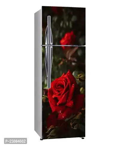 Psychedelic Collection so Wet red Rose, Flower, Dark backgroundDecorative Extra Large PVC Vinyl Fridge Sticker (Multicolor, 60 cm X 160 cm)-thumb2