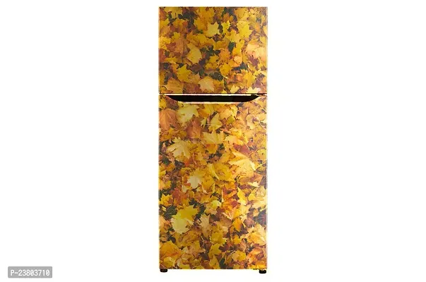 Psychedelic Collection Leaf Natural Leaves Fridge Cover Decorative Extra Large PVC Vinyl Fridge Sticker (Multicolor, 60 cm X 160 cm)