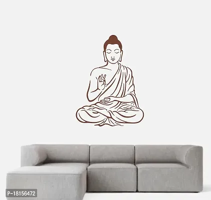 Trendy Meditation Buddha Decorative Pvc Vinyl Wall Sticker (Multicolor, 70 Cm X 52 Cm)-thumb2