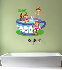 Psychedelic Collection Decorative Childrens Playing on Pool Decorative Wall Sticker (PVC Vinyl, Multicolor, W 74 cm X H 73 cm)-thumb2