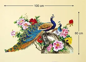 Trendy Peacock Birds Nature Wall Sticker (Pvc Vinyl, 60 Cm X 90 Cm),Multicolour-thumb1